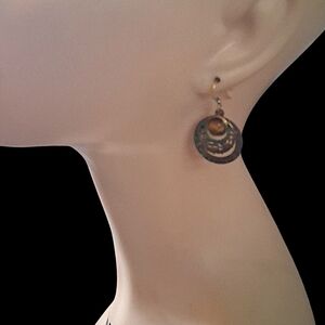 Dangle Multi-Tone Disc Earrings -